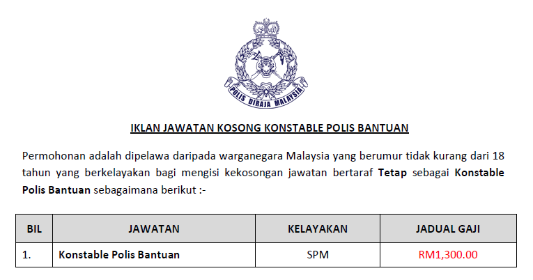 Pengambilan polis bantuan 2021