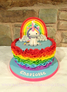 rainbow ruffle cake
