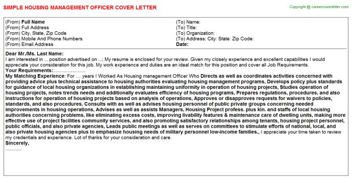 program officer cover letter