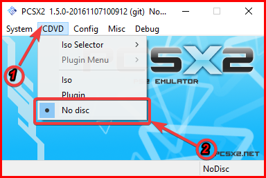 pcsx2 boot from disc