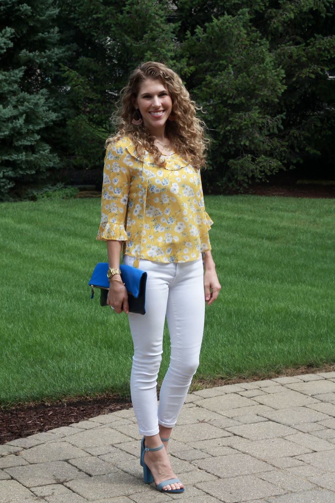 yellow and white blouse