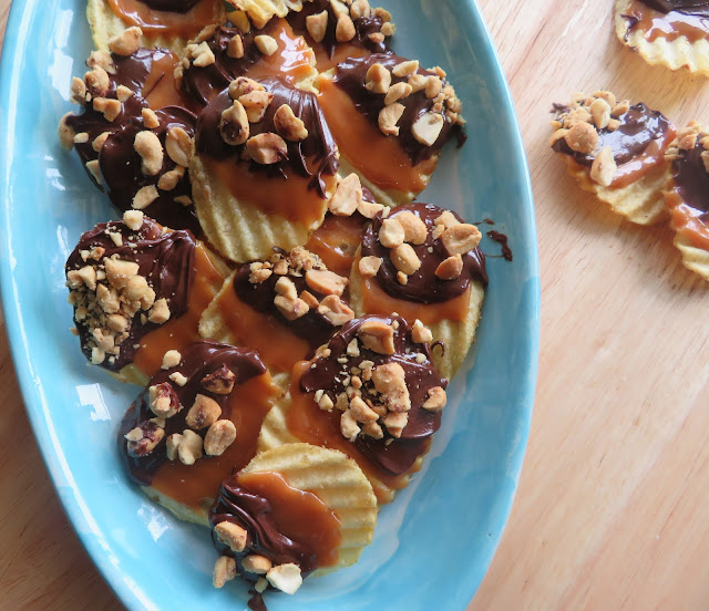 Toffee, Chocolate and Peanut Dipped Potato Chips