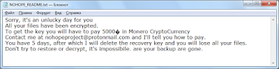 NoHope Ransomware, note