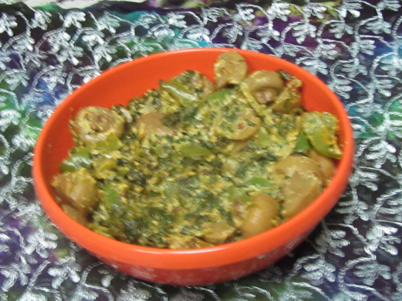 khatta meetha theeka: Mushroom/ Methi leaves/ Capsicum sabzi