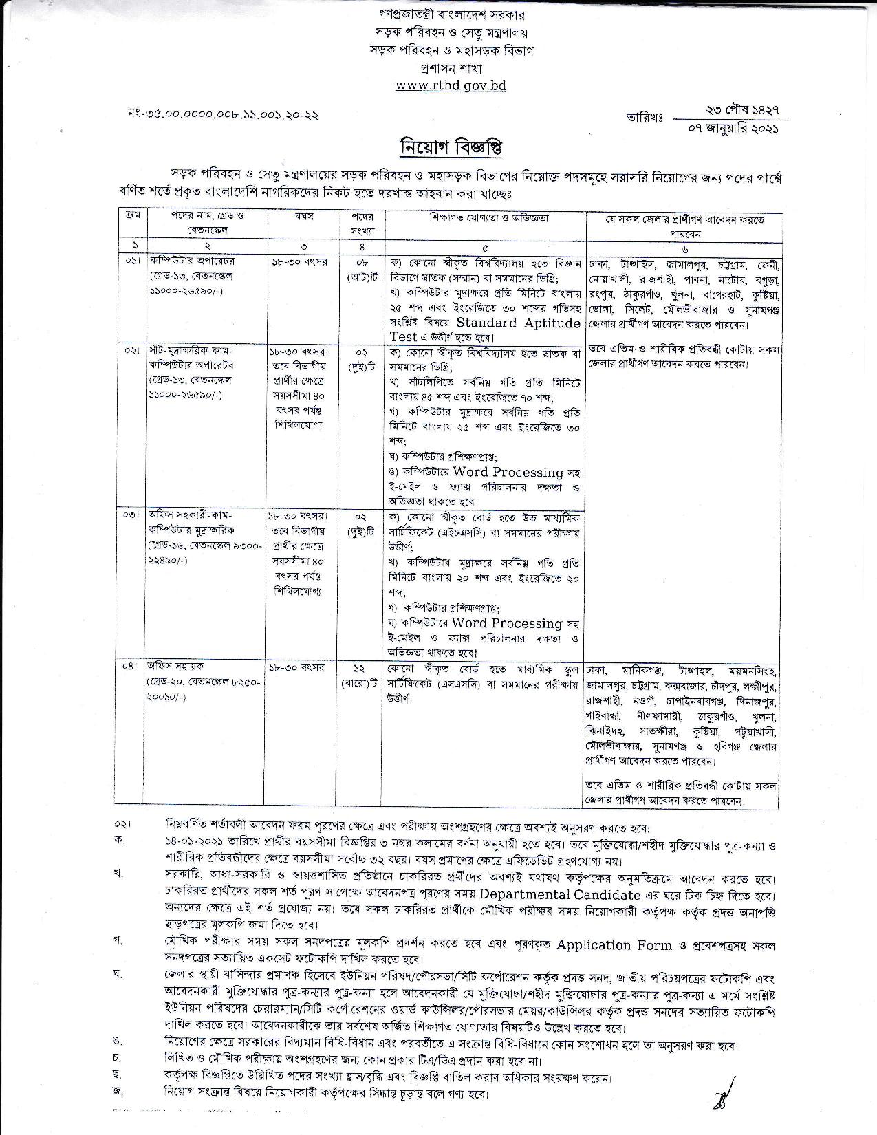 RTHD Job Circular