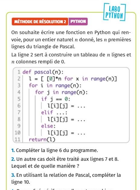 Le bloc notes en vrac d'un prof TIM : Python Triangle de Pascal