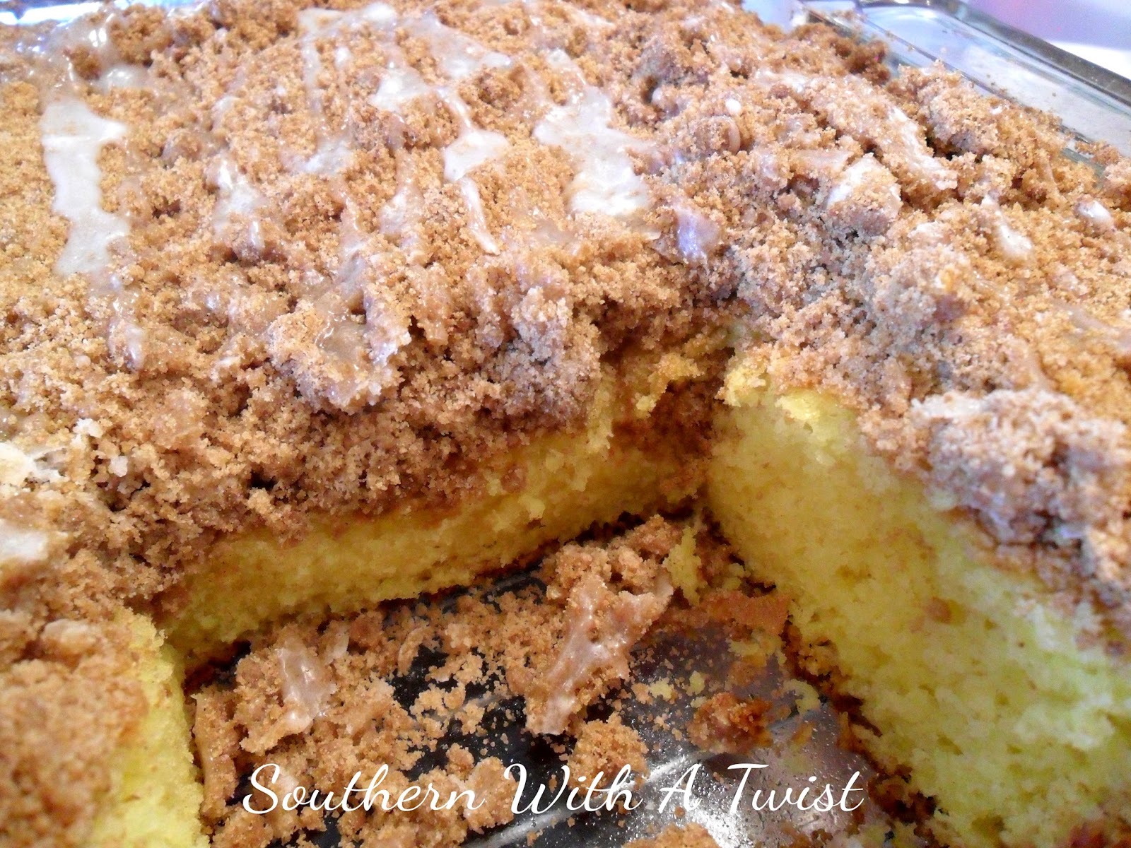 Southern With A Twist Vanilla Sour Cream Coffee Cake with Streusel Topping