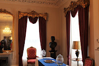Parlor in the Halifax Government House with bust of Queen Elizabeth II in the corner
