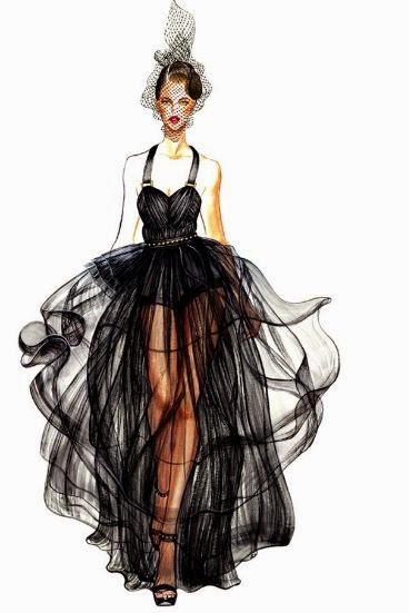 Moda Tasarım Gece Elbisesi Çizim Modelleri