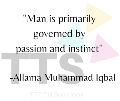 A pic showing logo of TTECH Solutions with Good Quote of Allama Muhammad Iqbal, Positive Quote, Good Quote Category, Quote of the Day