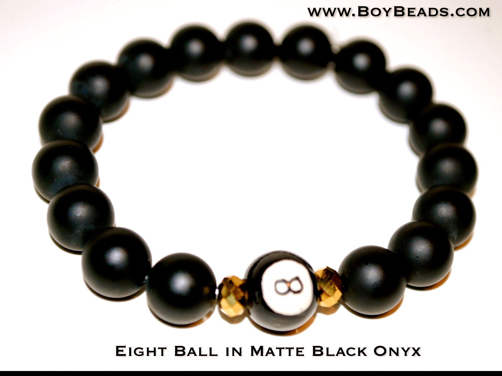 Eightball in Ceramic + Matte Black Onyx Bracelets Lucky You!