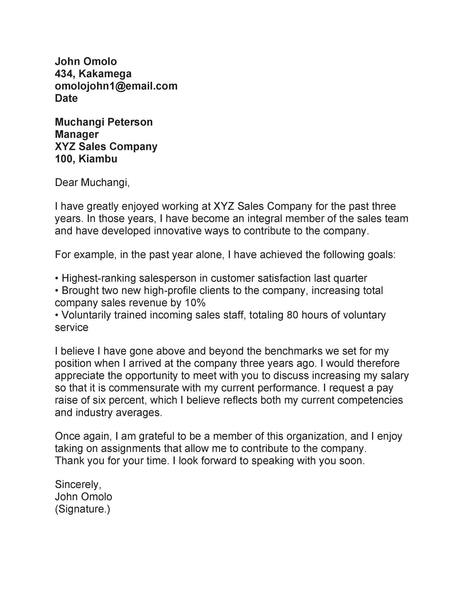 How To Write A Letter Asking For A Raise Business Letter