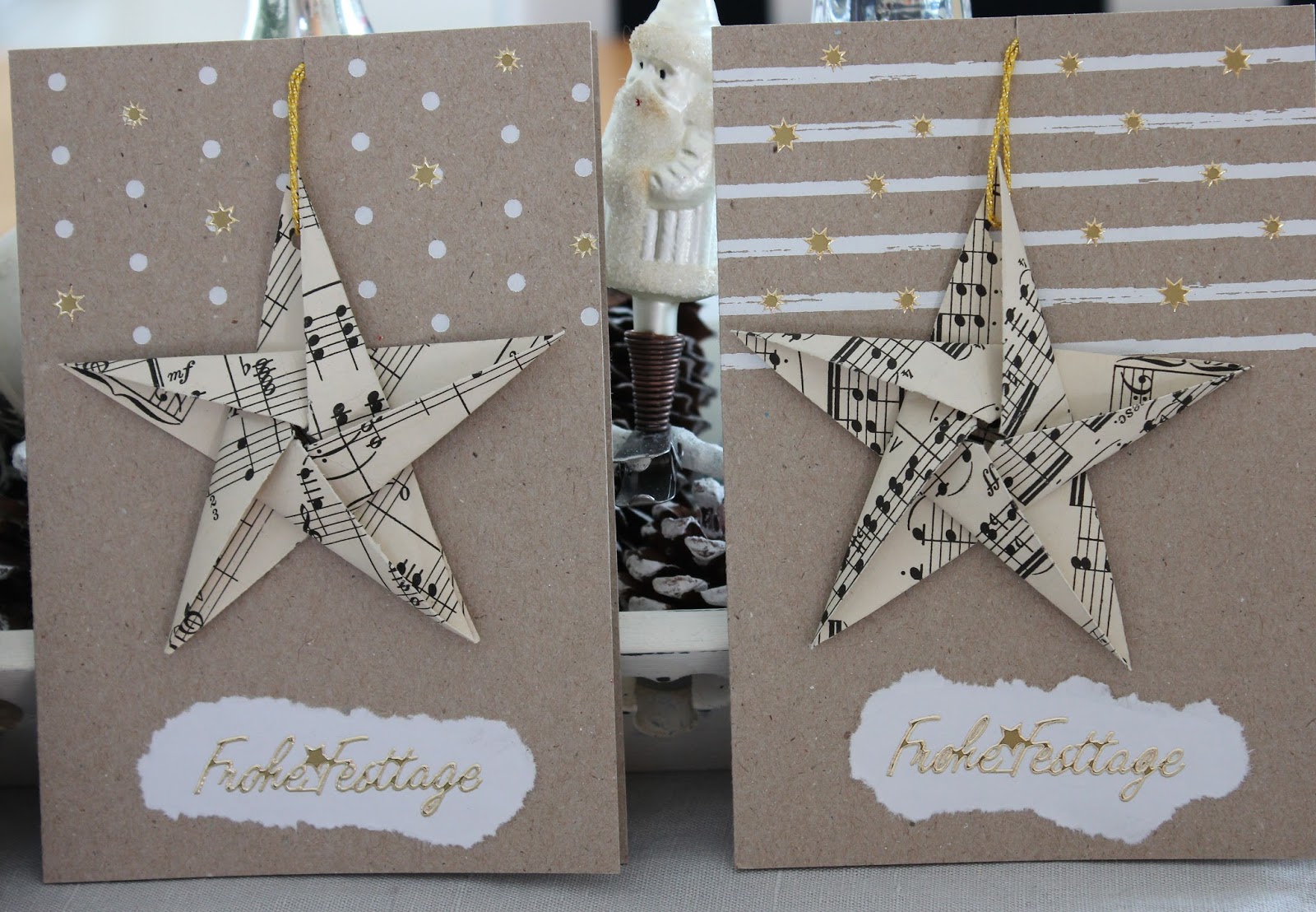 Landidylle: Weihnachtskarten mit Origami-Sternen
