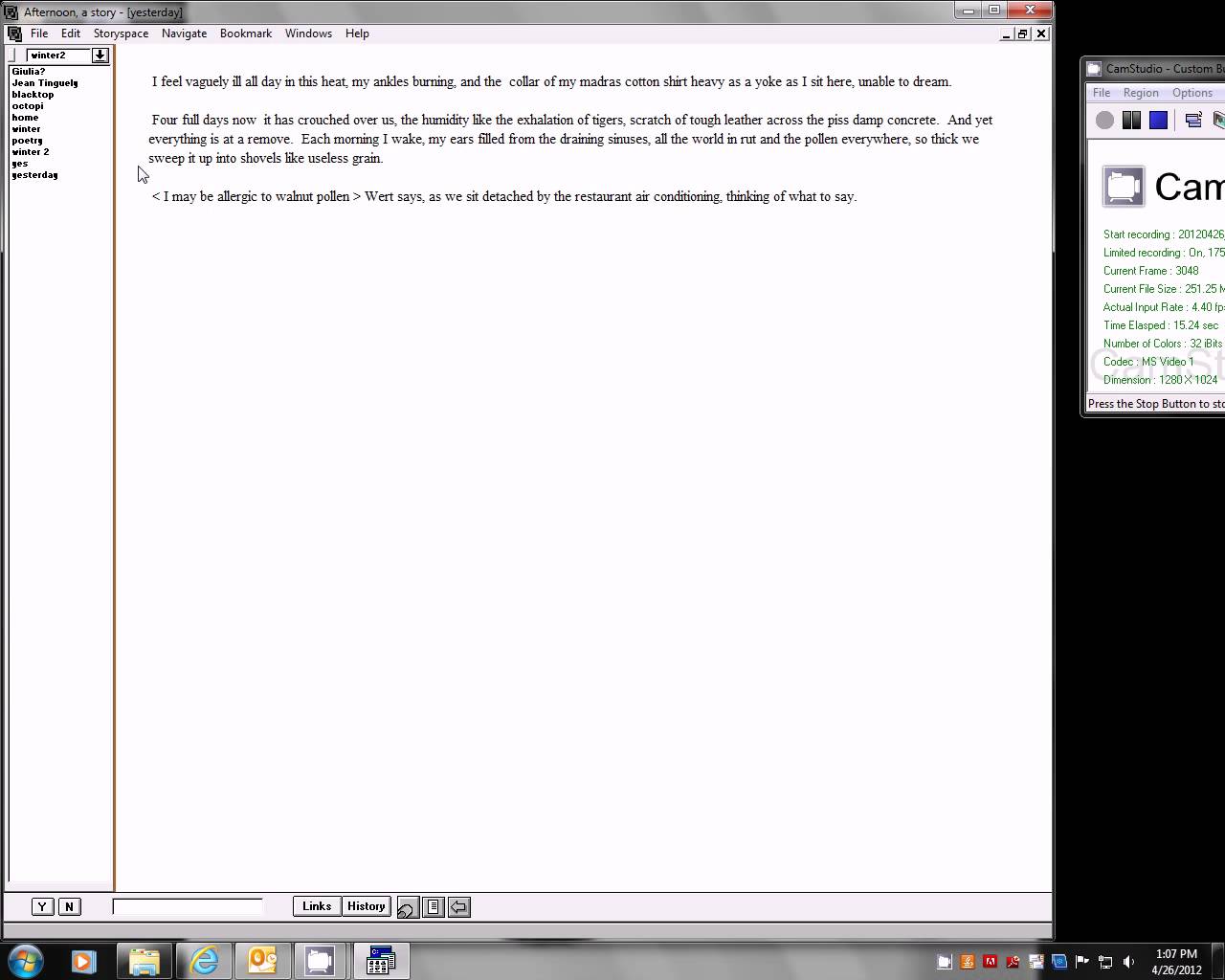 escripturesHipertextuals Afternoon. A story