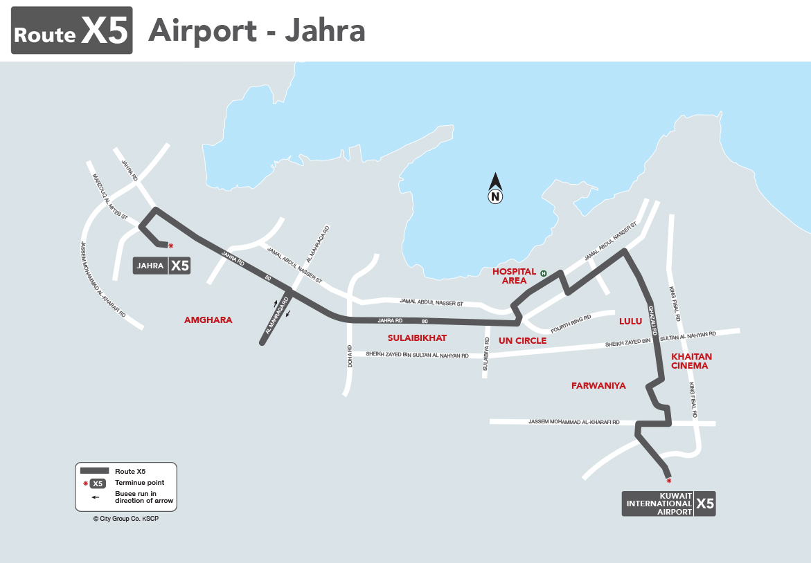 X5 Kuwait Bus Route From Airport To Jahra,