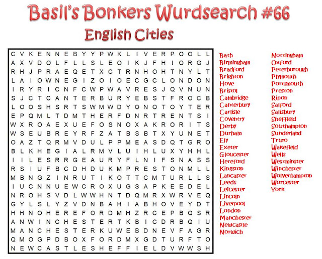 Brain Training with Professor Basil #66 Wurdsearch English Cities @BionicBasil®Downloadable Puzzle Fur Purrsonal Use Only