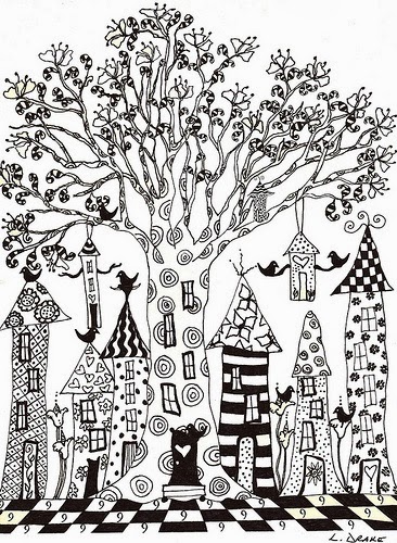 zentangle coloring pages treehouses - photo #11