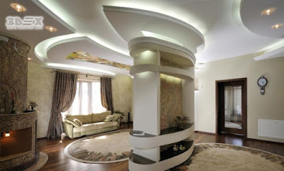 plaster false ceiling designs for living room with LED indirect lighting ideas