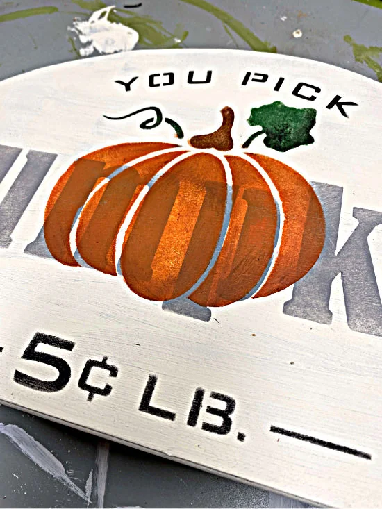 pumpkin stenciled sign