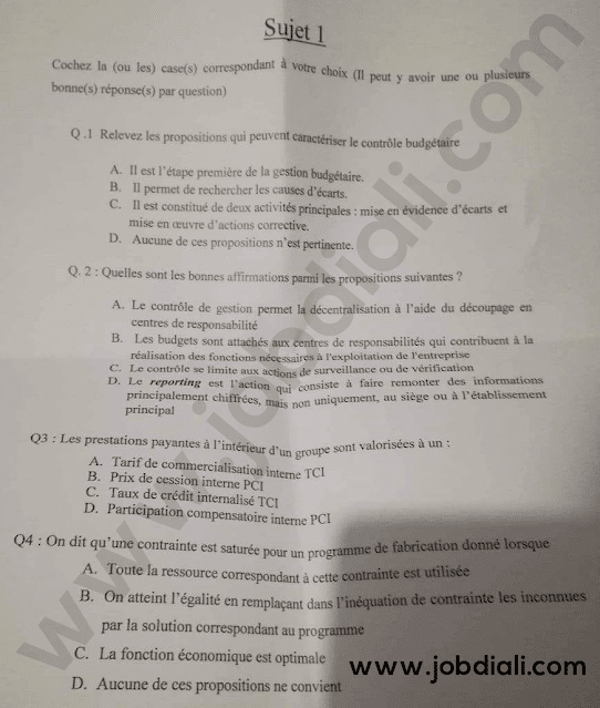 Exemple Concours Administrateurs 2ème grade Audit et Contrôle de Gestion - Ministère de la Santé