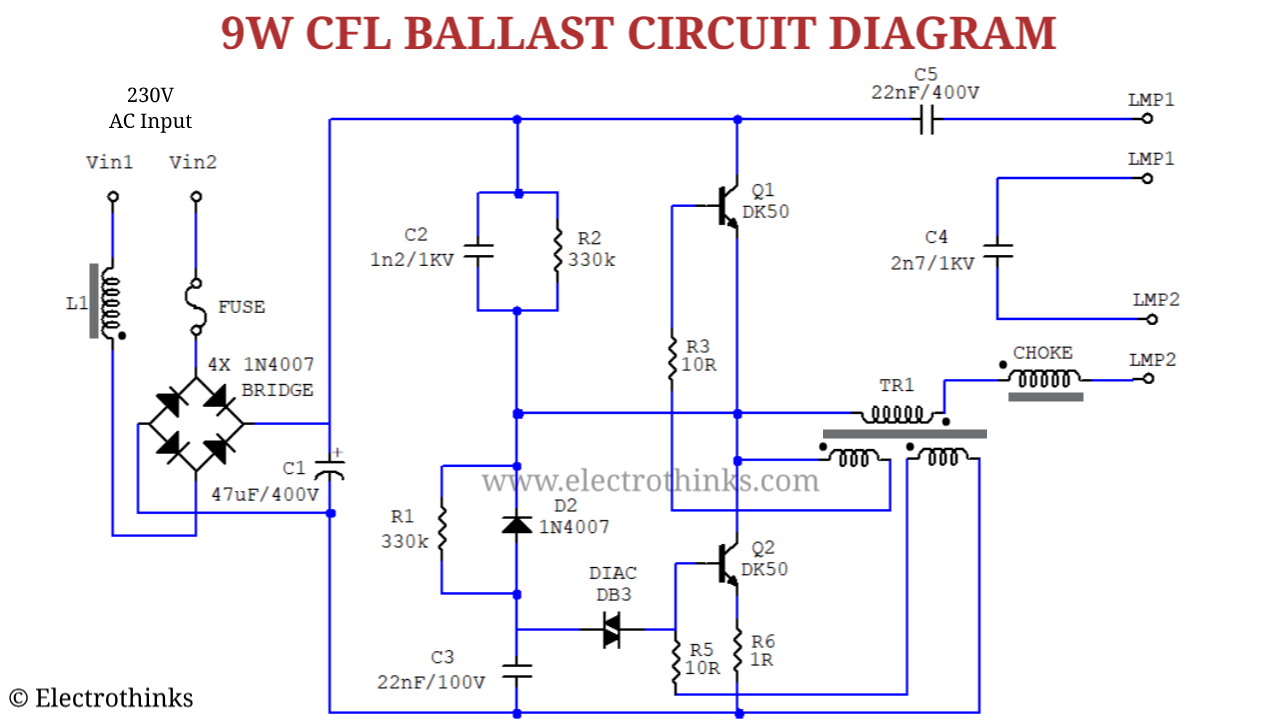 CFL Bulb Circuit Working Explanation - Electrothinks