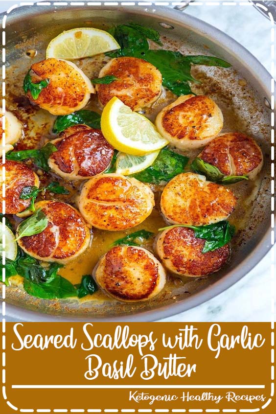 Seared Scallops with Garlic Basil Butter Healthy Recipes Jessica