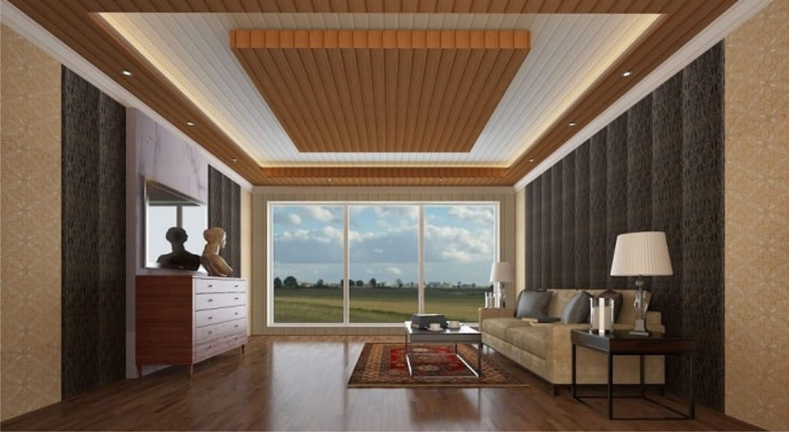 Simple False Ceiling Designs With Wood for Small Space