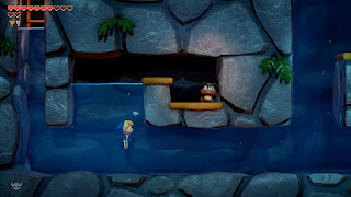 a Goomba in a small alcove above an underwater section in the Cat Fish's Maw