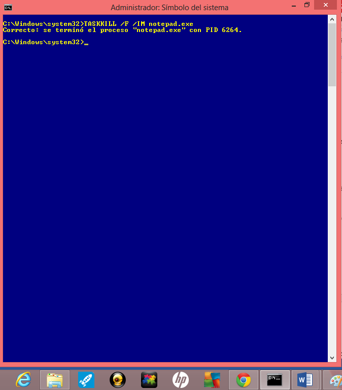 sistemas operativos 14 TASKKILL /F /IM notepad.exe