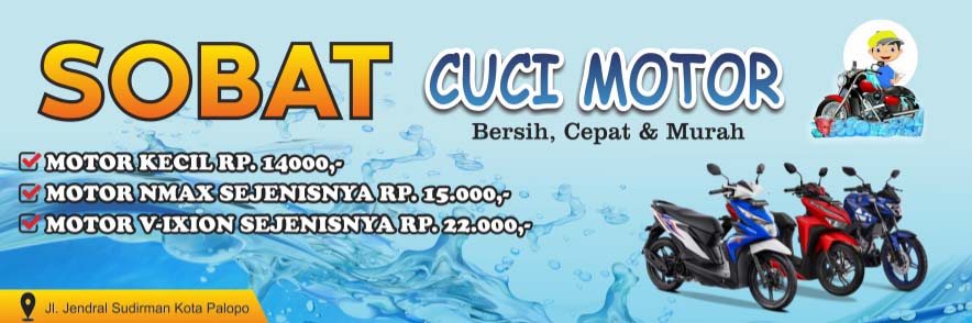 Desain Spanduk Banner Cuci Motor Gratis Format CorelDraw