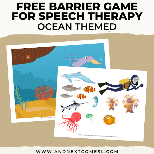 Printable barrier game for speech therapy