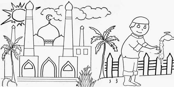  Gambar  Animasi Kartun  Mesjid Untuk Mewarnai Dp BBM Kangen