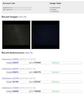 screen grab of photos in old Astrometry.net profile