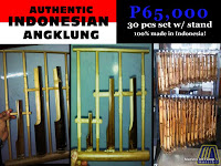 AUTHENTIC INDONESIAN BAMBOO ANGKLUNG WITH FREE HANGER STAND