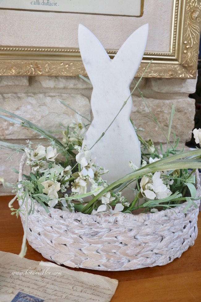 Usher in spring with white bunny arrangement DIY details