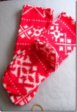 hand sewn Christmas fleece socklets