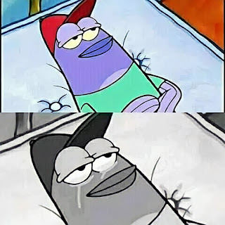 Polosan meme ikan tidur sedih dalam kartun spongebob squarepants