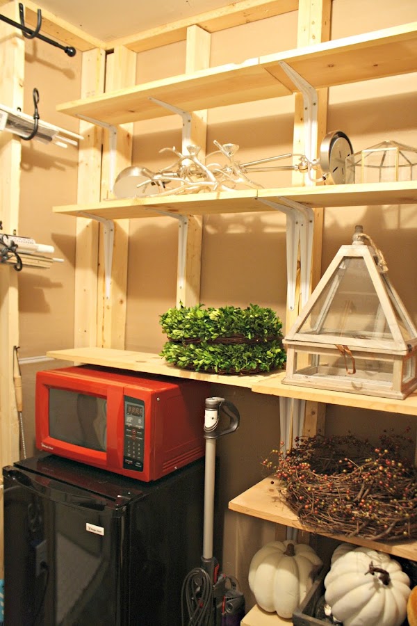 Storage room with DIY shelves