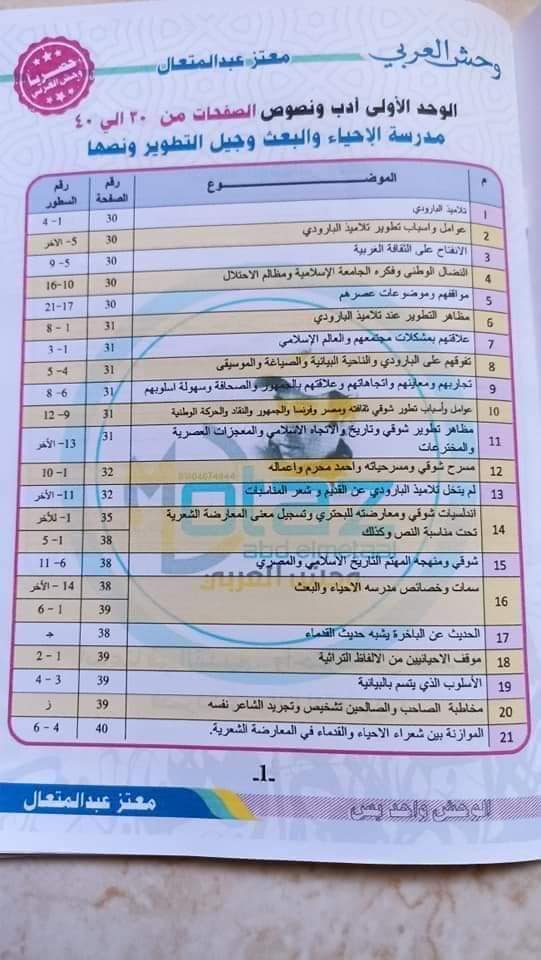 شوية ملاحظات في اللغة العربية للثانوية العامة.. اكتبهم في كتاب المدرسة  10