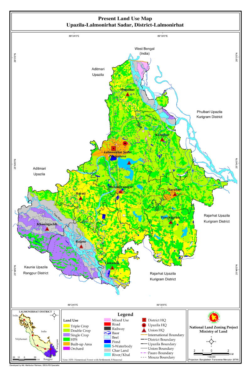 Lalmonirhat Sadar Upazila Land Use Mouza Map Lalmonirhat District Bangladesh