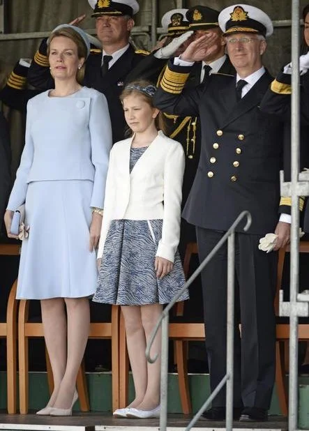 King Philippe of Belgium, Queen Mathilde of Belgium and Princess Elisabeth, Duchess of Brabant, attended the ship launching ceremony of the P902 Pollux ship with the Duchess of Brabant as official godmother, at the Zeebrugge naval base