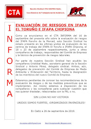 EVALUACIÓN DE RIESGOS EN IFAPA EL TORUÑO E IFAPA CHIPIONA