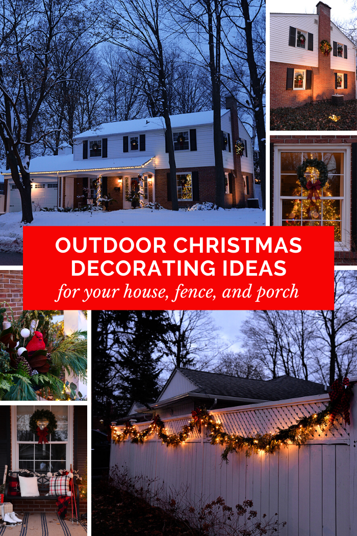 outdoor christmas decorating ideas for house, fence, porch. holiday outdoor decorations. christmas decorating ideas for front porch.