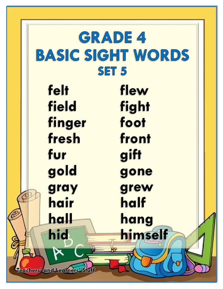 BASIC SIGHT WORDS Grade 4 Free Download DepEd Click