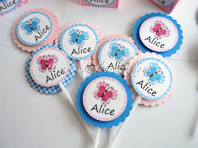 topper cupcake forminha doces borboleta personalizado scrap