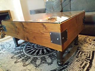 Steampunk coffee table - side view