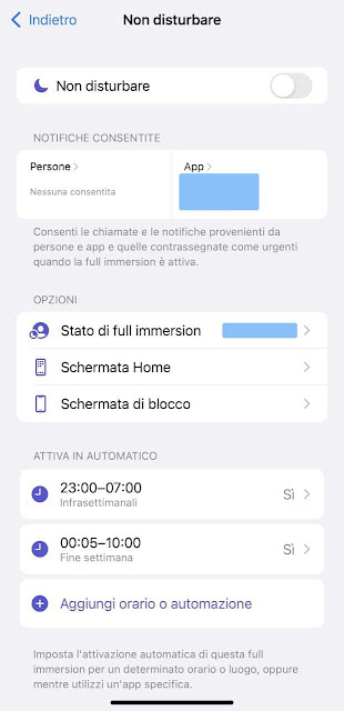 Impostazioni "Non Disturbare" iOS 15