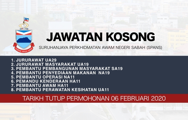 Jawatan Kosong Kerajaan Negeri Sabah Februari 2020