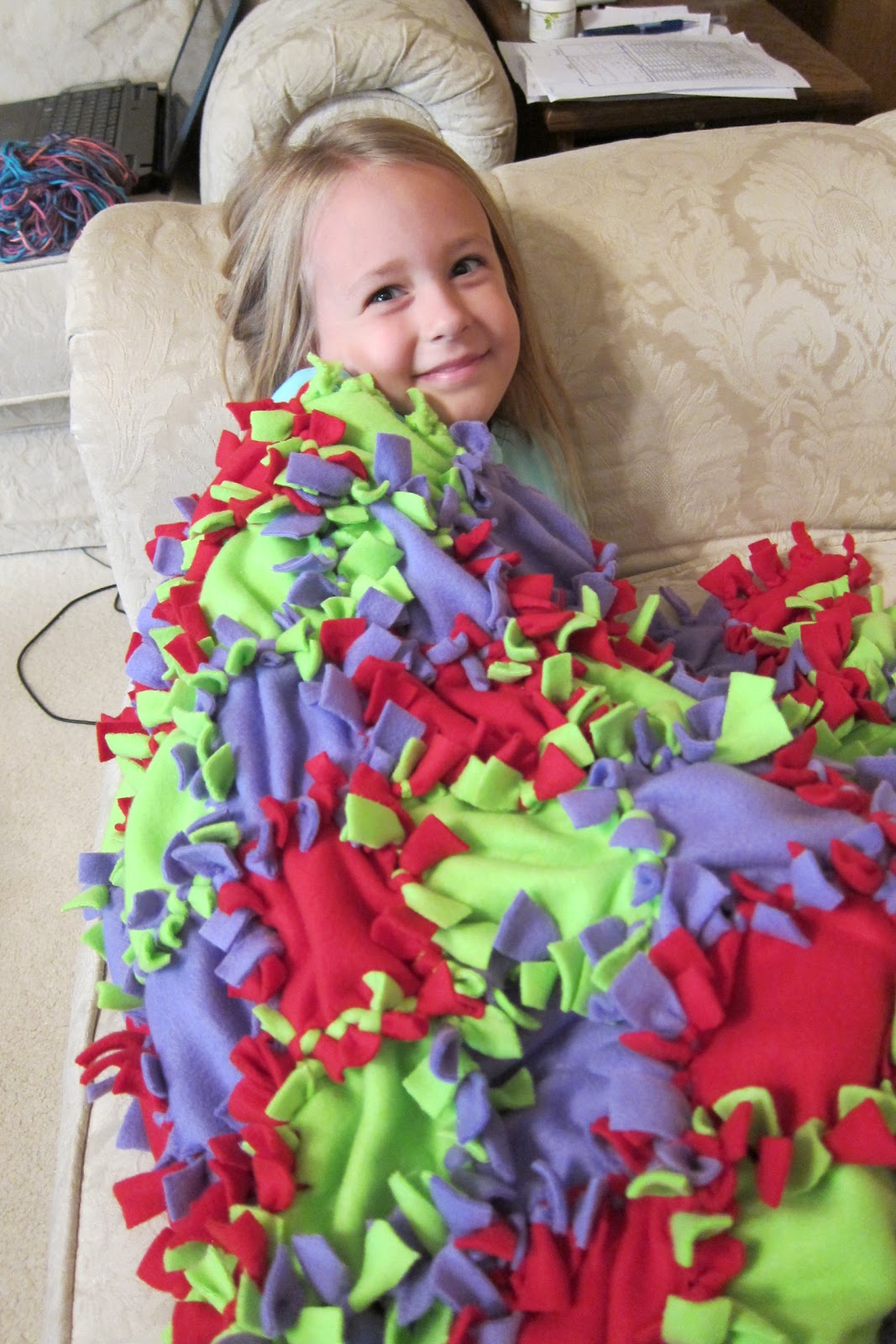 Our Family NoSew Patchwork Fleece Quilt