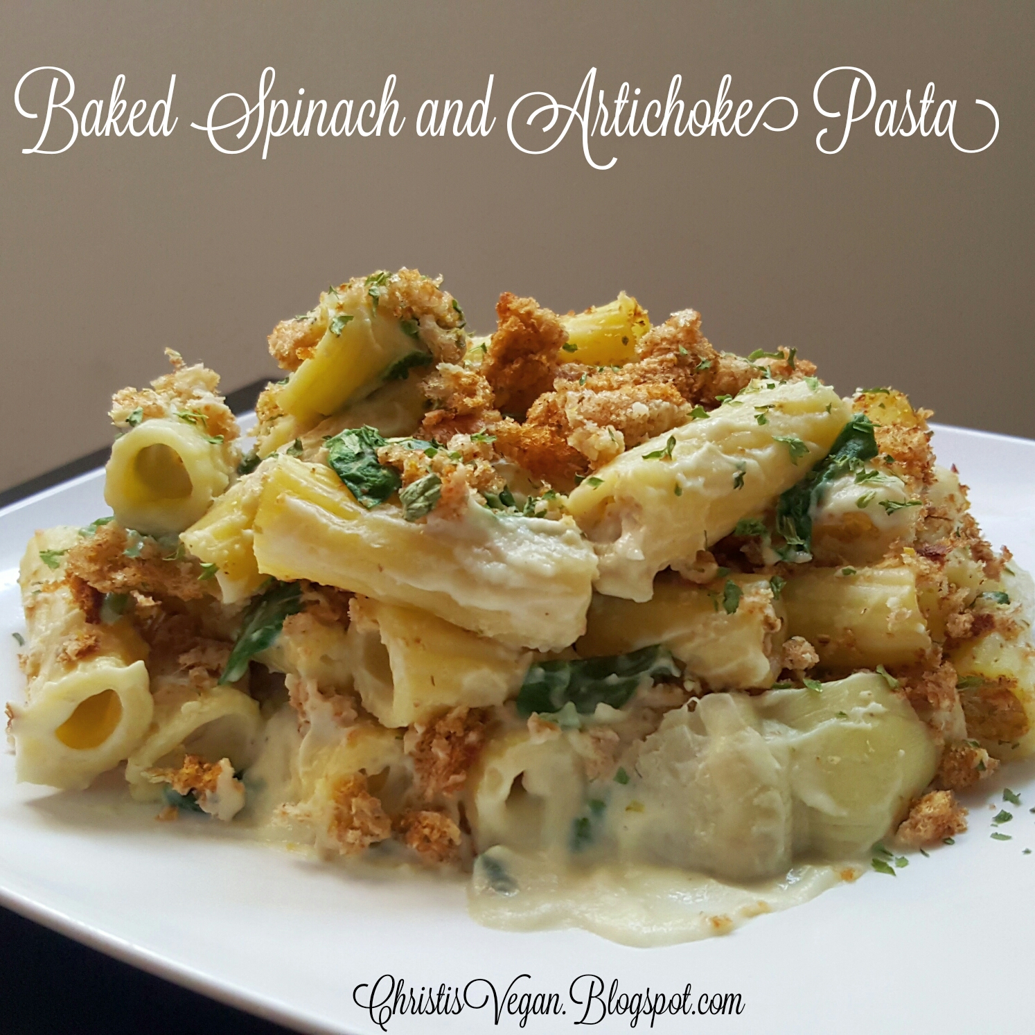 Christi's Vegan Life Baked Spinach and Artichoke Pasta